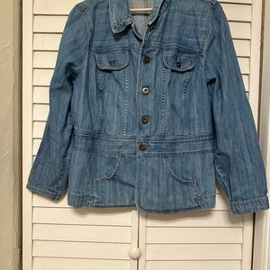 C.J. Banks Light Wash Denim Button-Up Jean Jacket Sz X